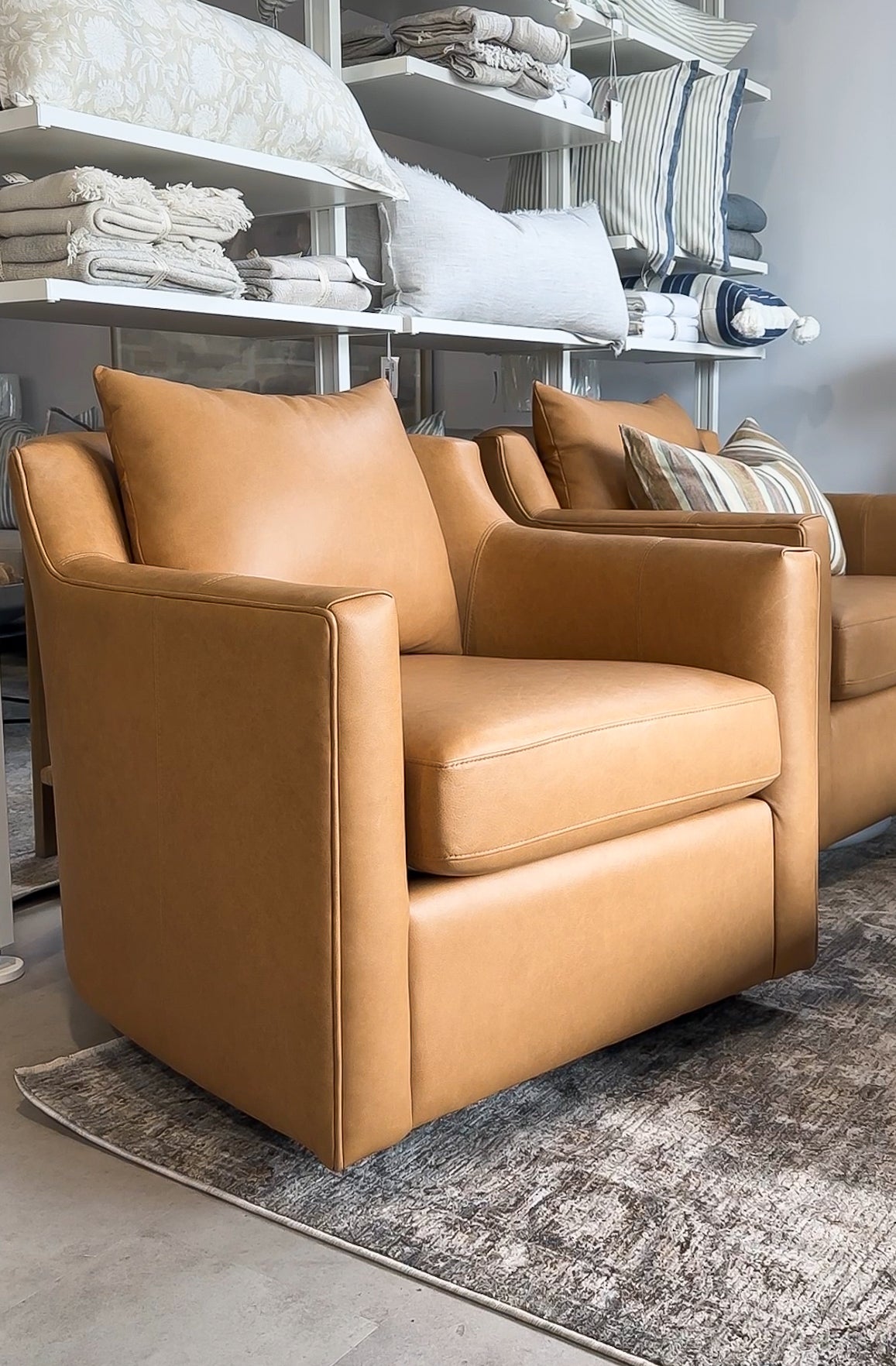 Italian leather swivel chair outlet